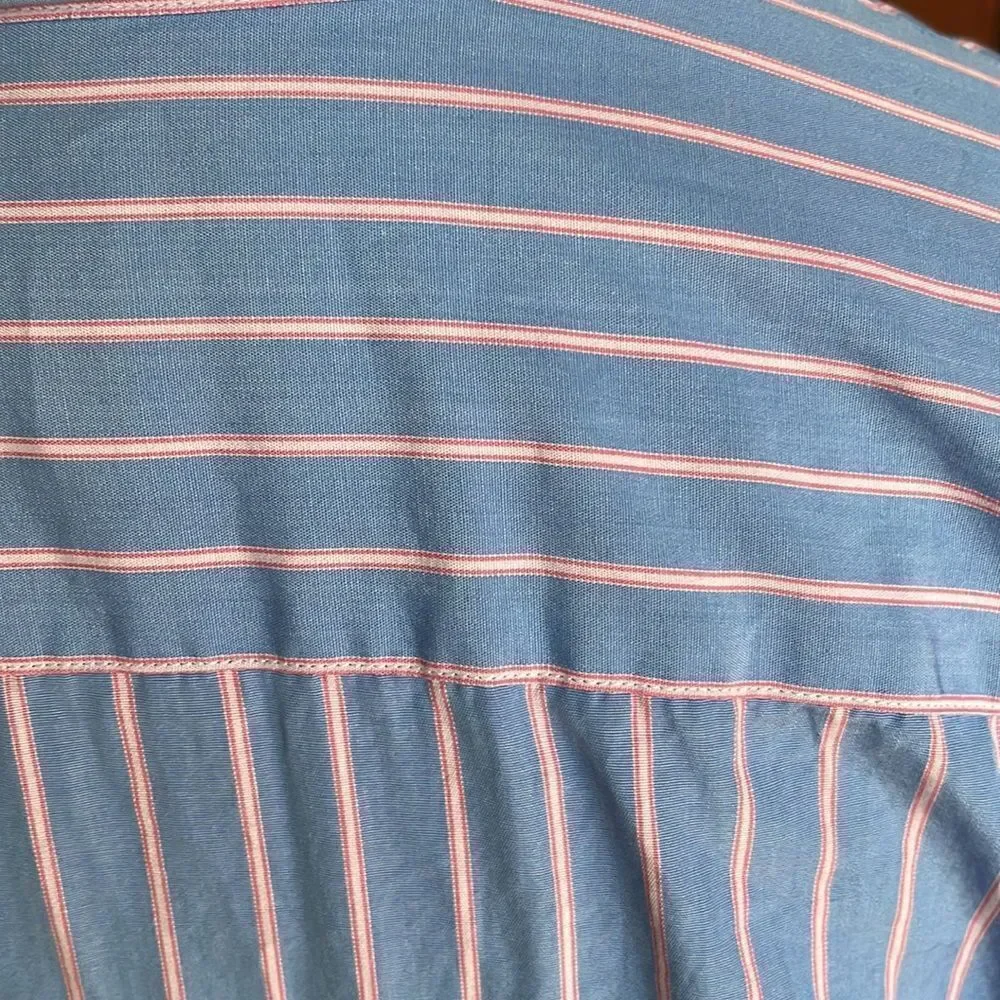 J. Crew Italian fabric blue/pink stripe button down shirt. Med (15-15 1/2)